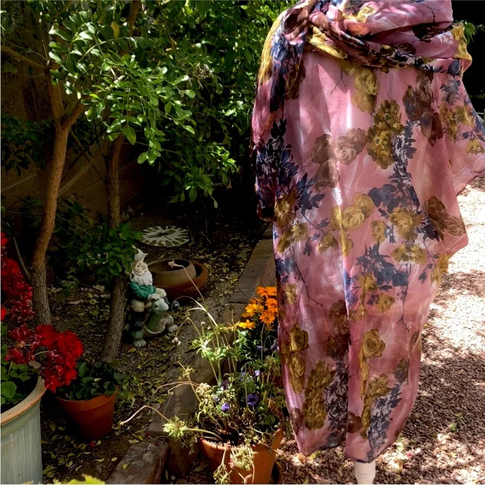 Floral Shawl Coverup & Scarf Set